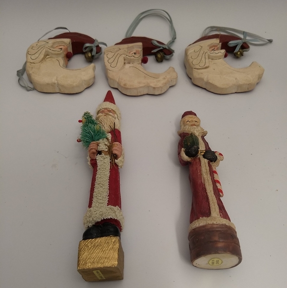 Lot of 5 Kurt Adler Santa Crescent Moon Shaped 3 Ornaments & 2 Figurines - Picture 7 of 8